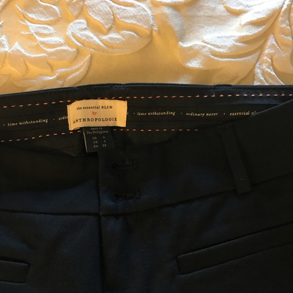 Anthropologie Midnight Black Essential Slim Trousers